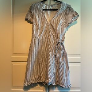 Abercrombie & Fitch Blue & White Stripe Mini Wrap Dress 16